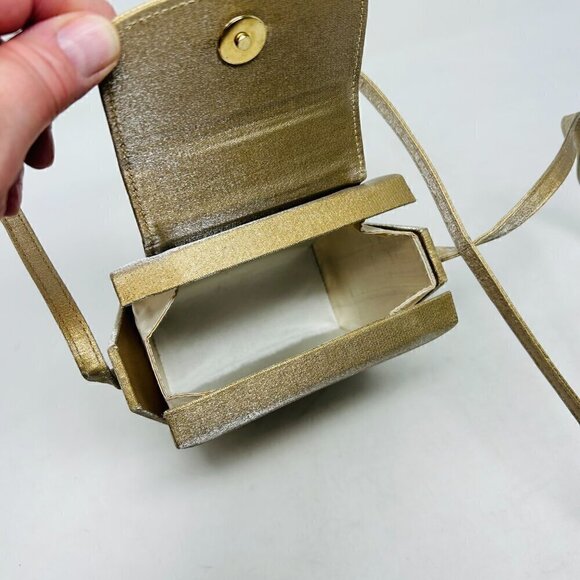 Stuart Weitzman Vintage Golden Sateen Copper Lame Crossbody Bag - Picture 3 of 6